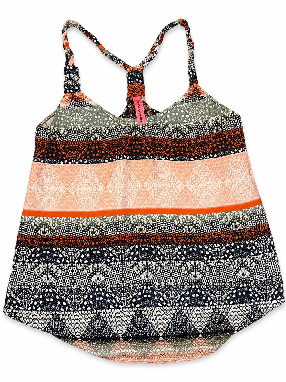 Eight Sixty 100% Silk Patterned Racerback Camisole Top Large Made USA